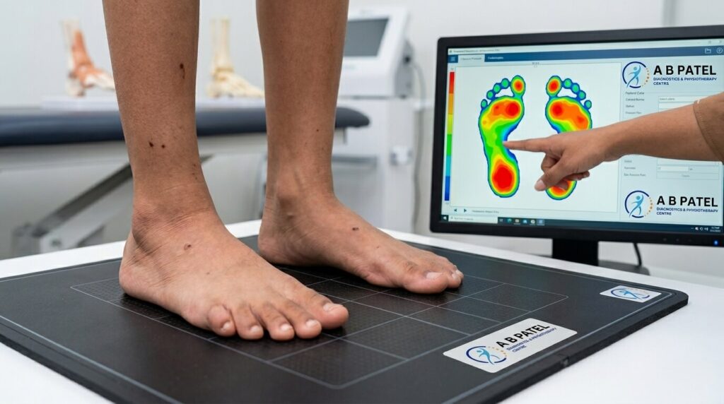 child feet on pressure mat