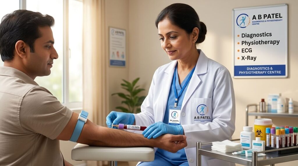 collecting blood from patient