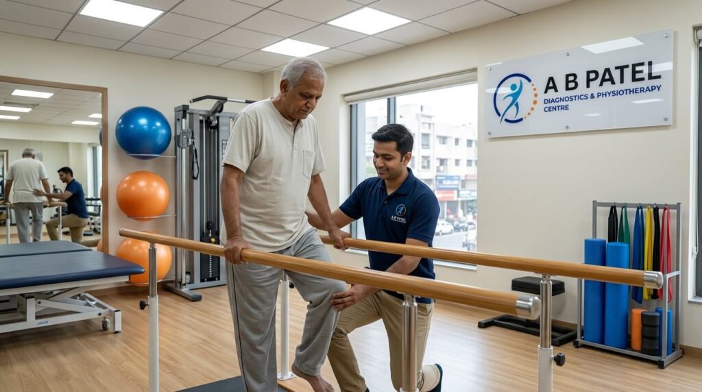 physiotherapist assisting to patient