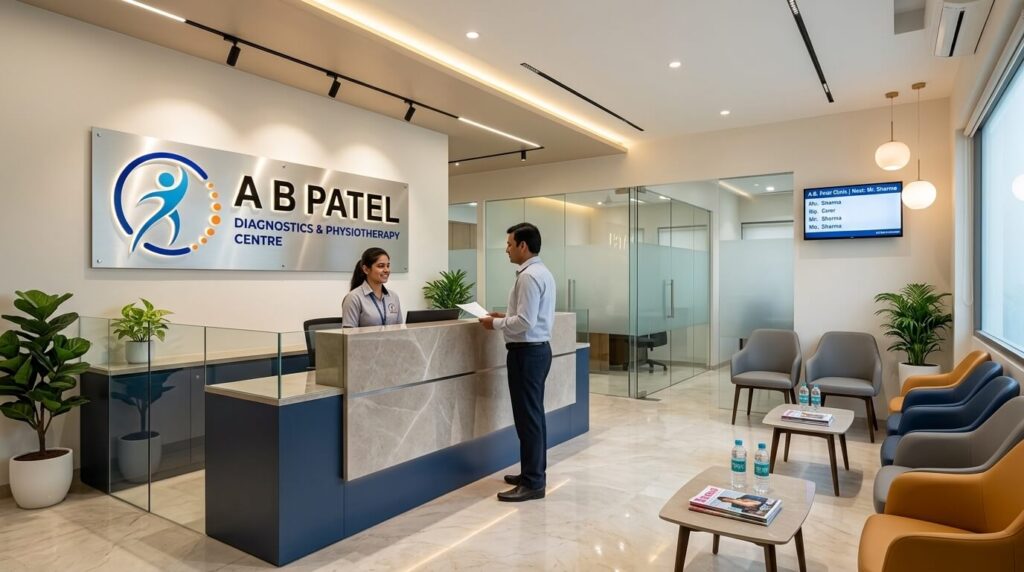 man talking to receptionist